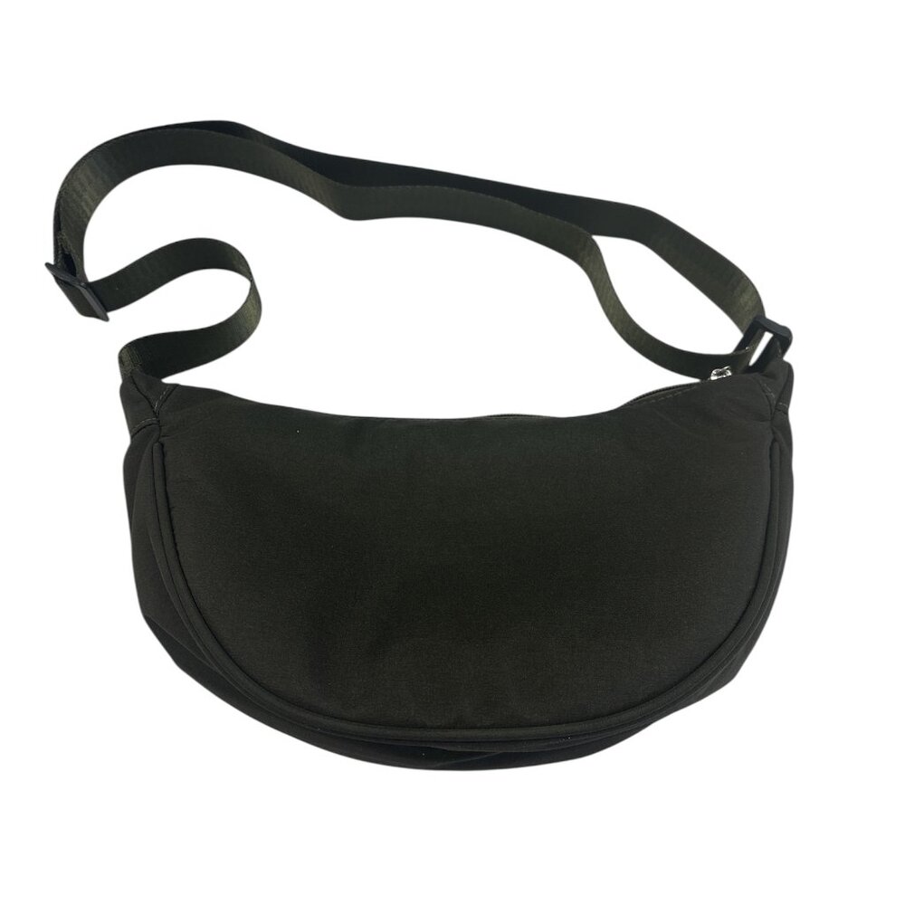 Crescent Half-moon Nylon Crossbody Bag / Purse - Deep Olive Green -NWT